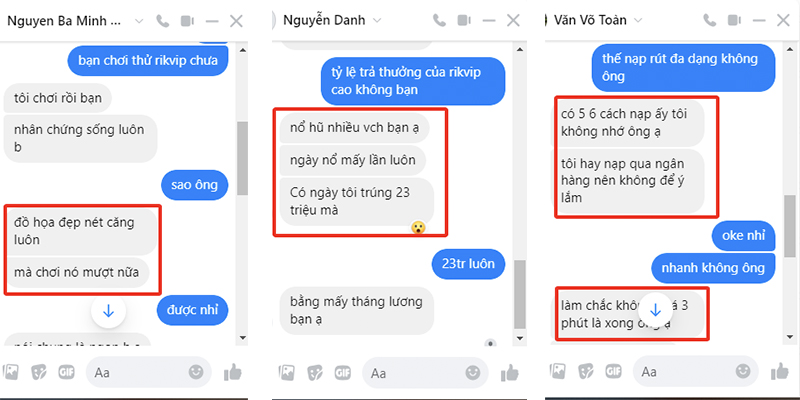 Phản hồi của khách hàng về rikvip